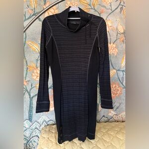Prana Coal Kelland Turtleneck Wool Blend Sweater Dress Womens Black/Gray XS